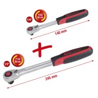 KS Tools SlimPOWER Umschalt- knarren-Satz, 2-tlg1/4 +1/2