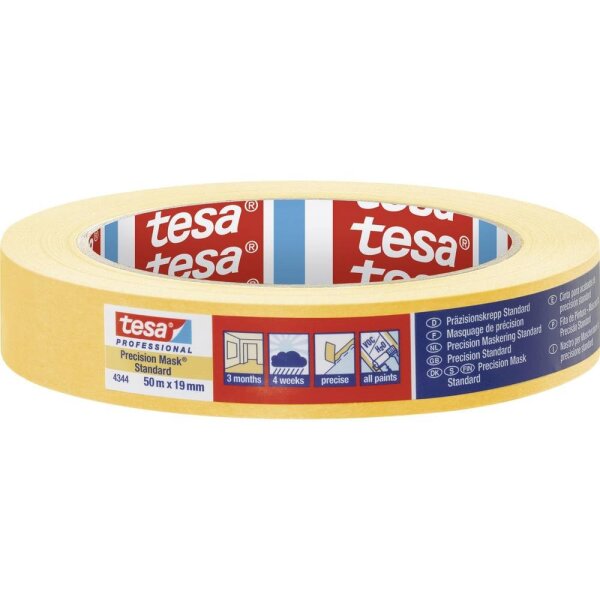 Tesa Kreppband 50m x 10mm Stand.Prec.gelb 04344