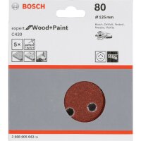 Bosch Schleifblatt C 430 D125MM Holz Körnung 80 5 St.