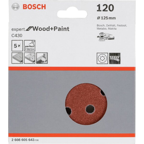 Bosch Schleifblatt C 430 D125MM Holz Körnung 120 5 St.