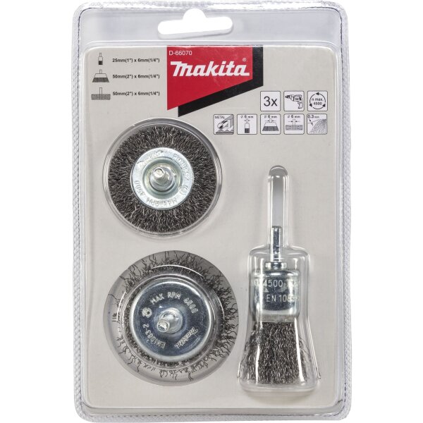 Makita D-66070 Rundbürsten-Set 3tlg. Stahl