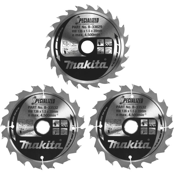 Makita B-33897 Sägeblatt-Set 136x20x16Z+24Z