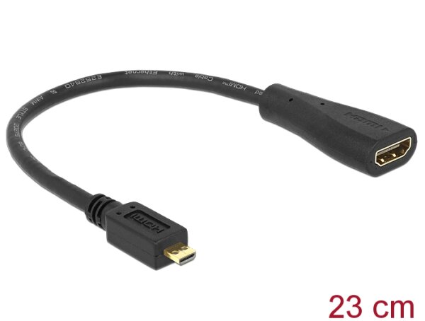 Delock Kabel HDMI Micro-D Stecker > HDMI-A Buchse 23 cm