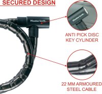 Master Lock gepanzerte Kabel 22mm mit Schlüssel 8115EURDPS