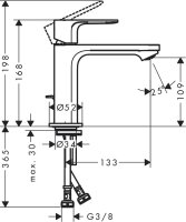 Hansgrohe Rebris S EH-WT-Mischer 110 m. Zugstangen-Ablaufgarnitur