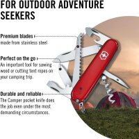 Victorinox V-1.36 13 Camper Taschenmesser, Holzgriff, rot