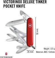 Victorinox Schweizer Taschenmesser, Deluxe Tinker, Multitool, 17 Funktionen, Klinge, gross, Dosenöffner, Schraubendreher 3 mm, Rot