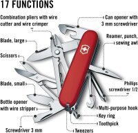 Victorinox Schweizer Taschenmesser, Deluxe Tinker, Multitool, 17 Funktionen, Klinge, gross, Dosenöffner, Schraubendreher 3 mm, Rot