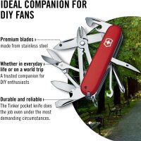 Victorinox Schweizer Taschenmesser, Deluxe Tinker, Multitool, 17 Funktionen, Klinge, gross, Dosenöffner, Schraubendreher 3 mm, Rot