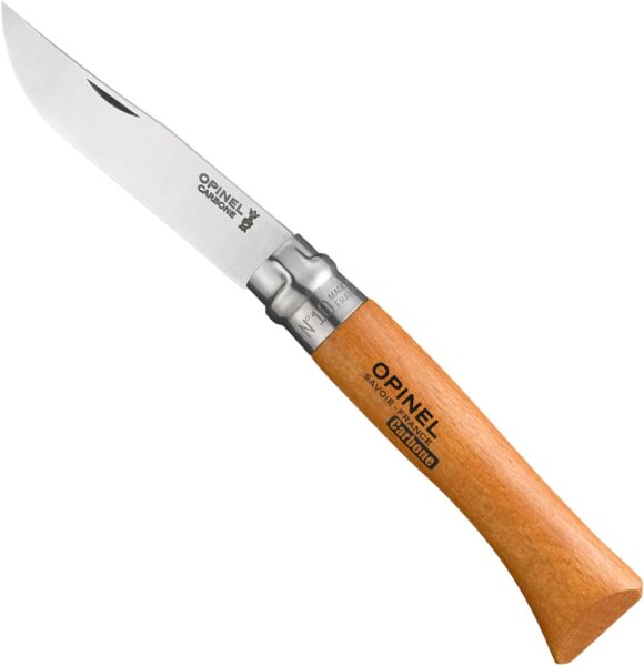 Opinel Taschenmesser No. 10 Carbonklinge mit Holzgriff