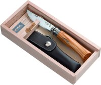 Opinel Taschenmesser No. 08 in Holzbox ink. Etui, Olivenholz