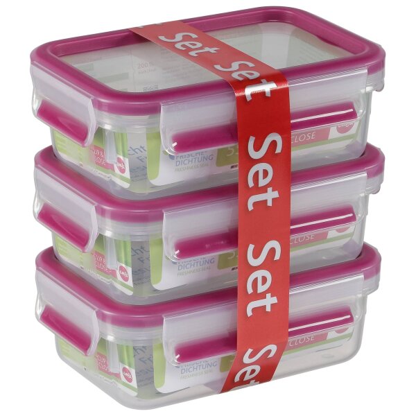 Emsa Food Clip&Close 515582 transp./pink 0,55l 3er Set