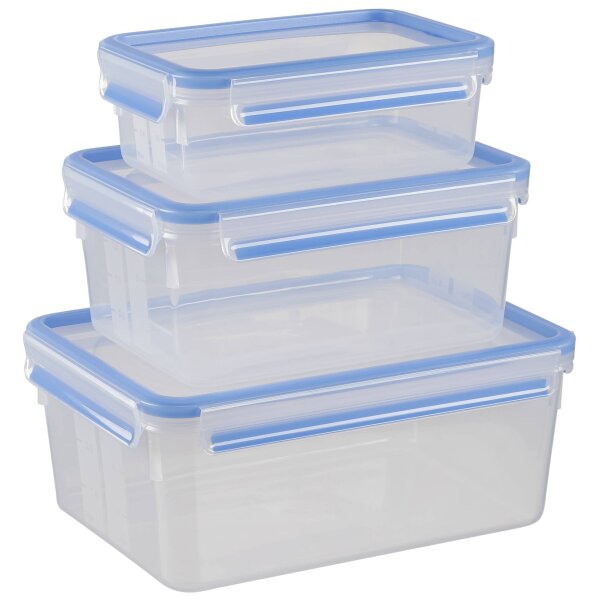 Emsa Food Clip&Close 508567 3er Set transparent/blau