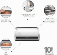 Brabantia Klappbrotkasten Front rund, Stahl matt, med.