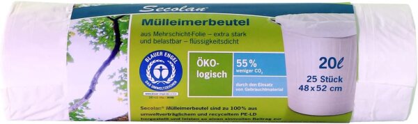1x25 Secolan Mülleimerbeutel 20 l extra stark weiß