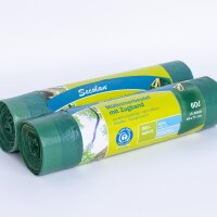 1x15 Secolan Mülleimerbeutel mit Zugband 60 l grün