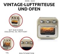 Ariete Vintage, 4632 2-in-1 Heißluftfritteuse und Ofen, 16 L Fassungsvermögen, Körbe und Drehspieß aus Edelstahl