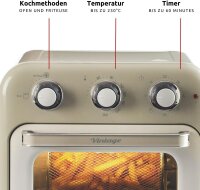 Ariete Vintage, 4632 2-in-1 Heißluftfritteuse und Ofen, 16 L Fassungsvermögen, Körbe und Drehspieß aus Edelstahl