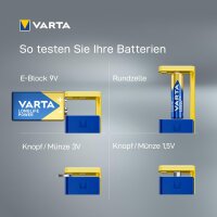 Varta LCD Battery Tester Batterietester Blau, Gelb