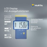 Varta LCD Battery Tester Batterietester Blau, Gelb