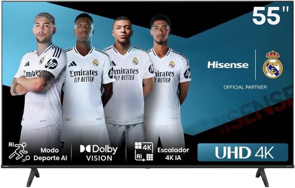 Hisense 55 Zoll 55A6N 4K UHD Dolby Vision HDR VIDAA Smart TV mit YouTube, Netflix, Disney+, Channel + (2024 Modell)