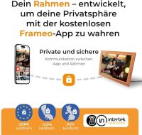 Denver PFF-1543LW Digitaler Wi-Fi Bilderrahmen – 15,6 Zoll Full HD IPS Touchscreen, Integrierte FRAMEO Software, Drahtloses Teilen, Timer-Funktion, Holzrahmen hell