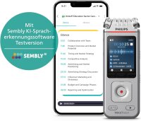 Philips DVT4115 VoiceTracer, Audio Recorder, MP3/PCM, 3 HiFi-Mikrofone, exzellente Fernaufnahme