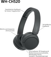 Sony WH-CH520 Kabellose Bluetooth-Kopfhörer, schwarz