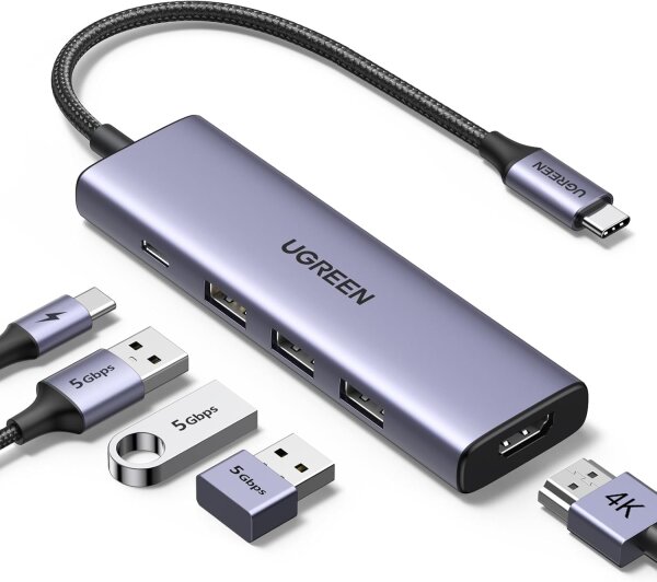 UGREEN Revodok 5-in-1 4K HDMI USB-C Hub mit 3x USB-A 3.0