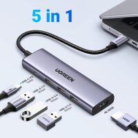 UGREEN Revodok 5-in-1 4K HDMI USB-C Hub mit 3x USB-A 3.0