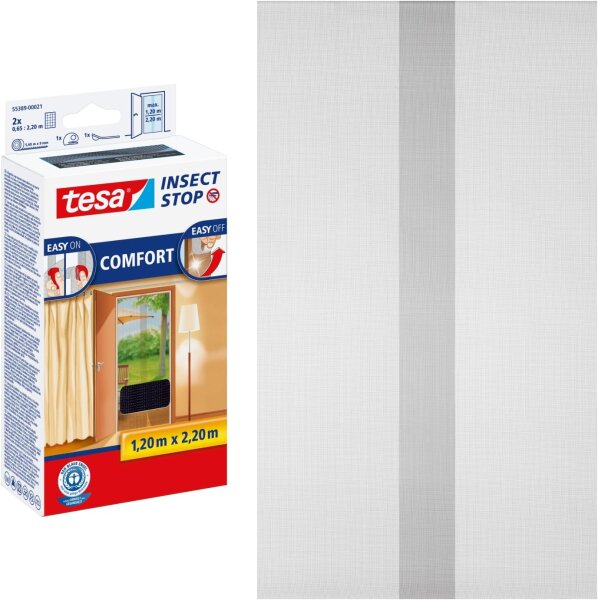 Tesa Fliegengitter für Türen 2 Stück 0,65x2,20m schw. 55389