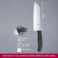 Victorinox V-6.85 03.17B Swiss Classic Küchen-/ Santokumesser, 17cm, schwarz
