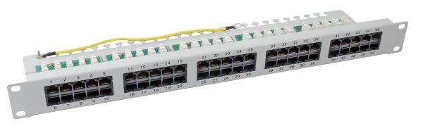 Ecolan Patchfeld Cat 3 ISDN 19" 1HE 50 Port RJ45 8/4 hellgrau RAL7035