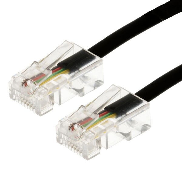 helos Anschlusskabel RJ45, 8P4C/8P4C, 4-adrig, 3 m, schwarz, lose