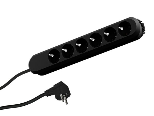 Bachmann Steckdosenleiste SMART 6-fach, schwarz 3,0m, ohne Schalter
