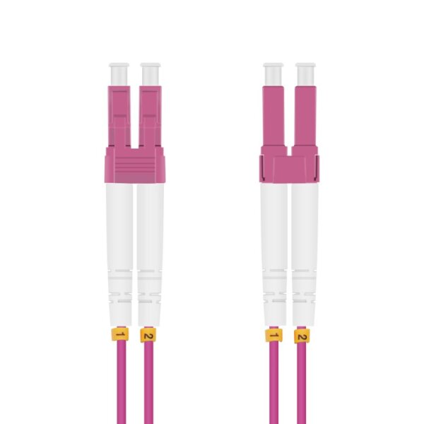 helos LWL Patchkabel OM4 Duplex 3,0mm LC-LC 50/125µm erikaviolett 5m LSZH