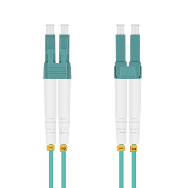 helos LWL Patchkabel OM3 Duplex 3,0mm LC-LC 50/125µm aqua 10m LSZH