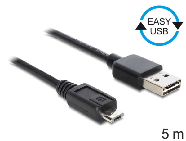 Delock Kabel EASY-USB 2.0 Typ-A Stecker > USB 2.0 Typ Micro-B Stecker 5 m schwar