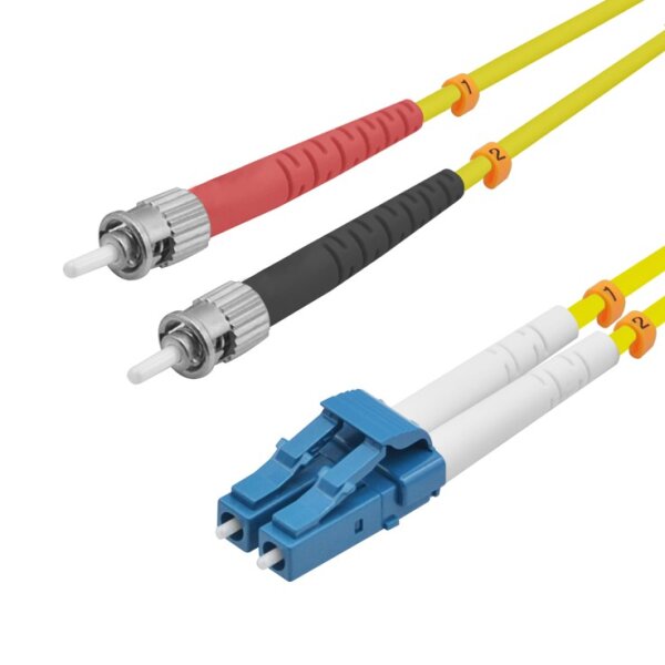 helos LWL OS2 Patchkabel Duplex LSZH 3,0mm LC/ST gelb 1,0m