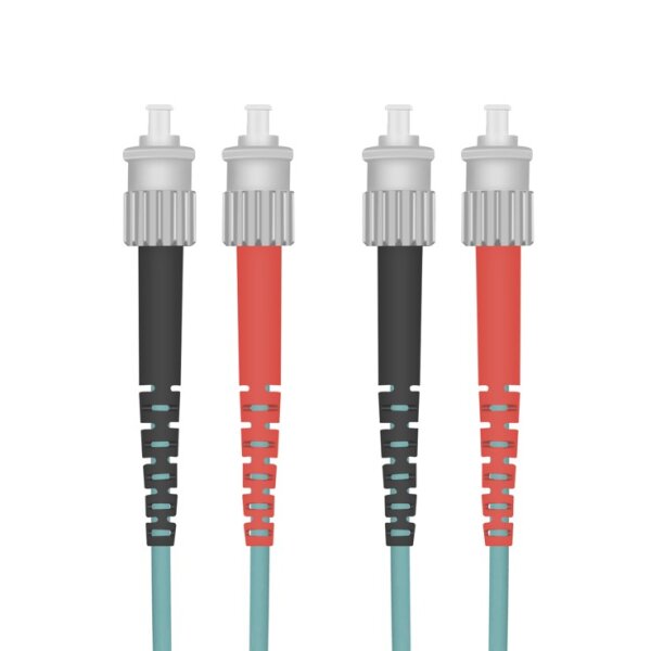 helos LWL Patchkabel OM3 Duplex 3,0mm ST-ST 50/125µm aqua 1m LSZH
