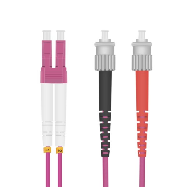helos LWL Patchkabel OM4 Duplex 3,0mm LC-ST 50/125µm erikaviolett 2m LSZH