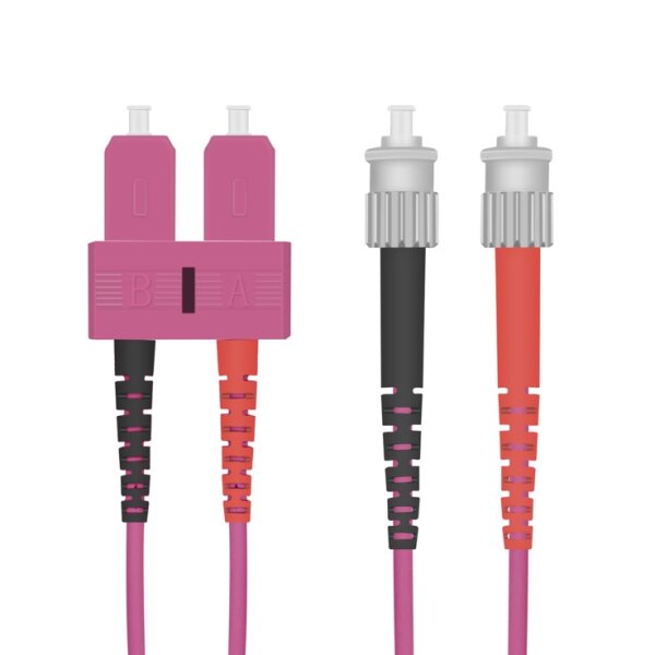 helos LWL Patchkabel OM4 Duplex 3,0mm SC-ST 50/125µm erikaviolett 1m LSZH