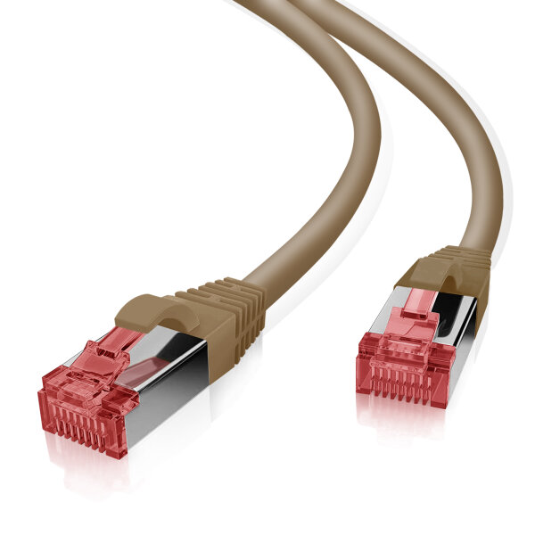 helos Patchkabel Cat 6 S/FTP RJ45 braun 0,25m AWG27/7 LSZH GHMT