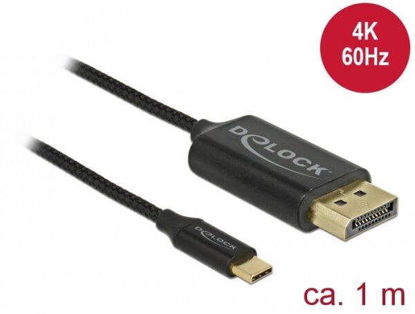 Delock Kabel USB Type-C™ Stecker > DP Stecker DP-Alt Mode 4K 60 Hz 1 m
