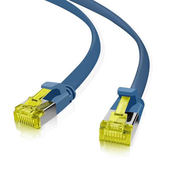 helos Patchkabel Cat 6a Ultraflach U/FTP RJ45 blau 10m AWG32