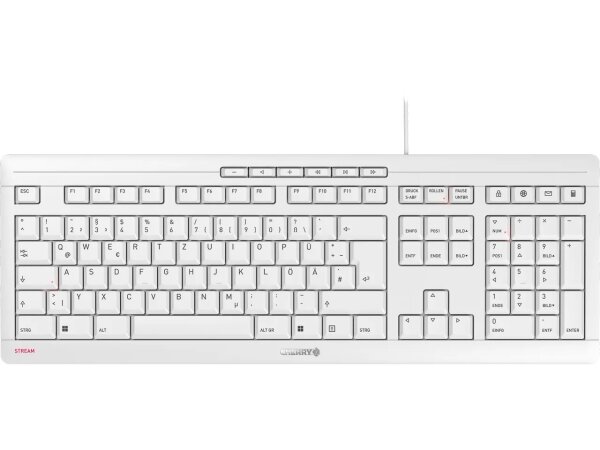 CHERRY STREAM KEYBOARD, Kabelgebundene Tastatur, hellgrau, USB (QWERTZ - DE)