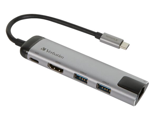 Verbatim 49141 laptop-dockingstation & portreplikator USB 3.2 Gen 1 (3.1 Gen 1) Type-C Schwarz, Silber