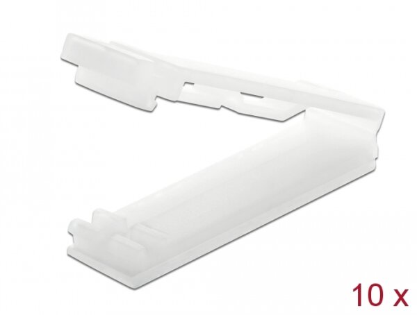 Delock Flachbandkabelhalter mit Verschlussclip selbstklebend natur 10 Stück