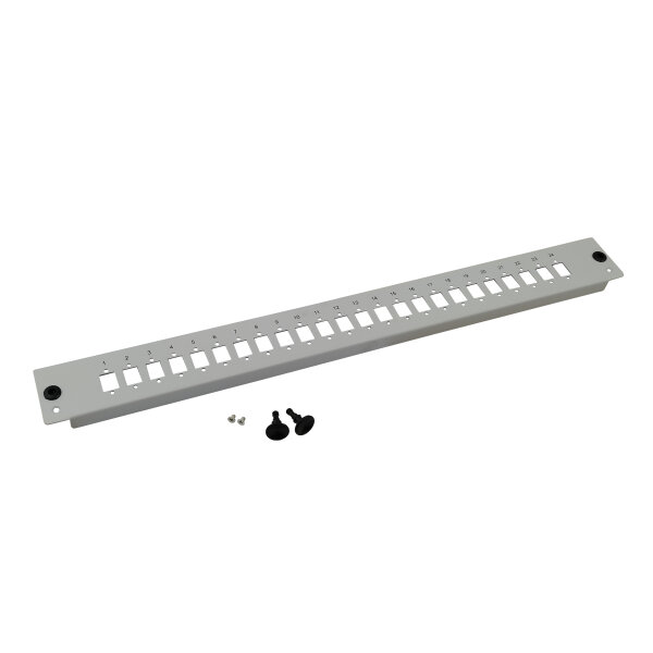 helos LWL 19" Breakoutbox Frontplatte 24-fach LC Blende unbestückt, grau