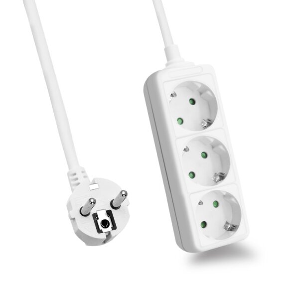 helos Steckdosenleiste CLASSIC, 3-fach, weiß, 5,0m, ohne Schalter